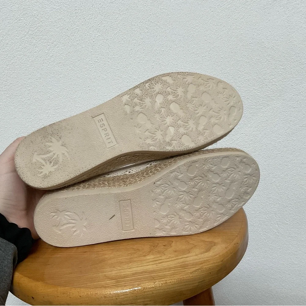 NWOT Esprit Cream Nadine Woven Espadrille Slip On Loafers Size 7.5M Spring Boho